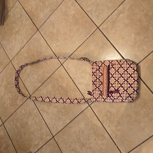 Vera Bradley Burgundy Cotton Hipster Crossbody Bag Purse